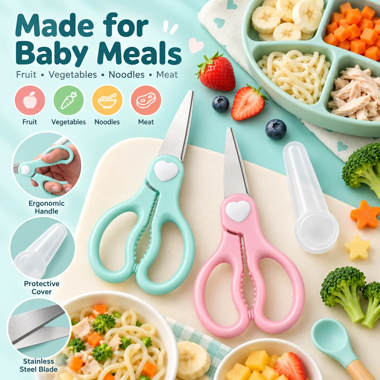 Baby Food Scissors Portable, S - Baby Food Scissors 评论和价格